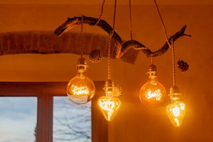 a group of light bulbs hanging from a ceiling