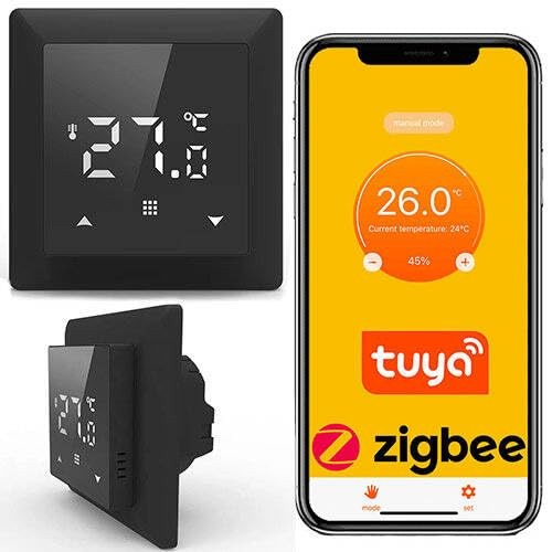 Zigbee 3.0 Thermostat Fußbodenheizung Schwarz –