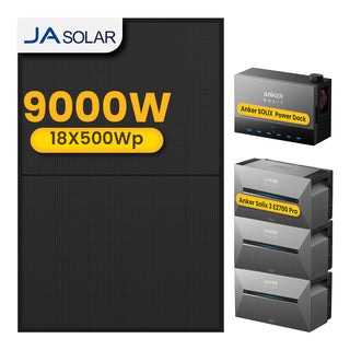 3x Anker Solarbank 3 E2700 Pro mit Power Dock Multisystem, mit 18 x 500 JA Solar Bifaziale Solarmodule, by Powerness - 1x Smart Meter / Standardversand - Produktbild