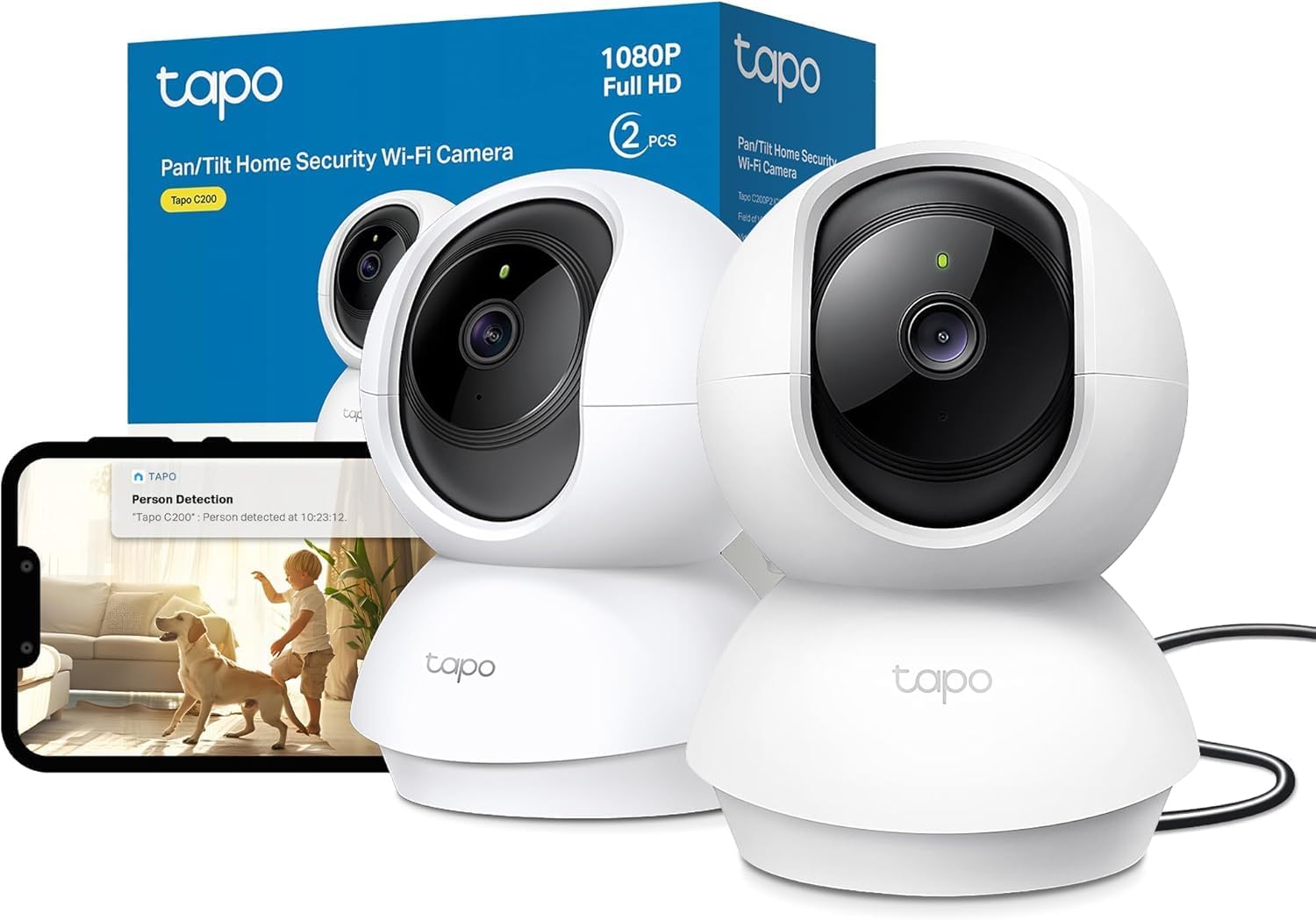 Tapo TP-Link C200P2 360° Überwachungskamera für den Innenbereich, 1080P, Nachtsicht, Bewegungserkennung, Zwei-Wege-Audio, kom