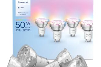 Philips Hue Essential Smart LED GU10 Spotlight, Weiß und Farbe, 345 lm Energiesparlampen, dimmbar, LED Leuchtmittel kompatibe