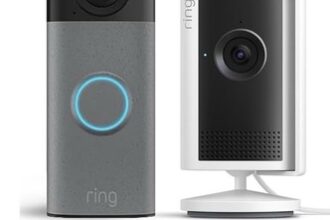 Ring Video-Türklingel mit Innenkamera, rechteckig, Rundknopf,