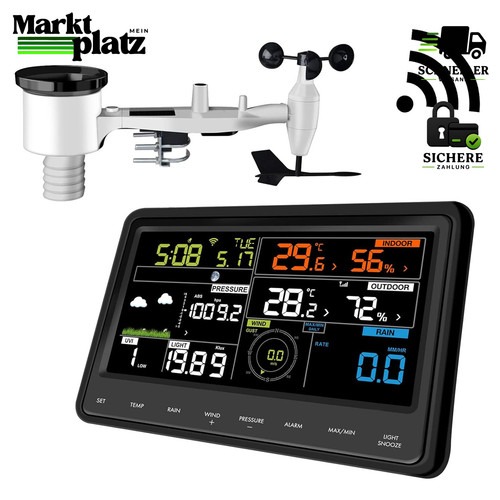 Wetterstation WLAN 7-in-1 Sensor Solarbetrieb Farbdisplay