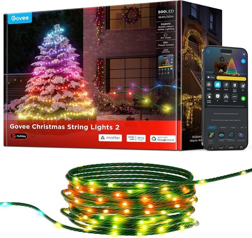Govee RGBICW Weihnachtsbeleuchtung, 50M Smarte Lichterkette,
