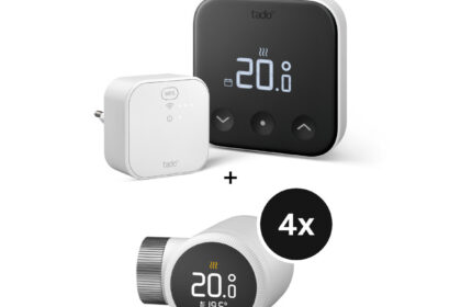 tado° X Starter Kit mit Smartes Thermostat, Heizkörper-Thermostat - 4er-Set & Bridge - für Gasthermen